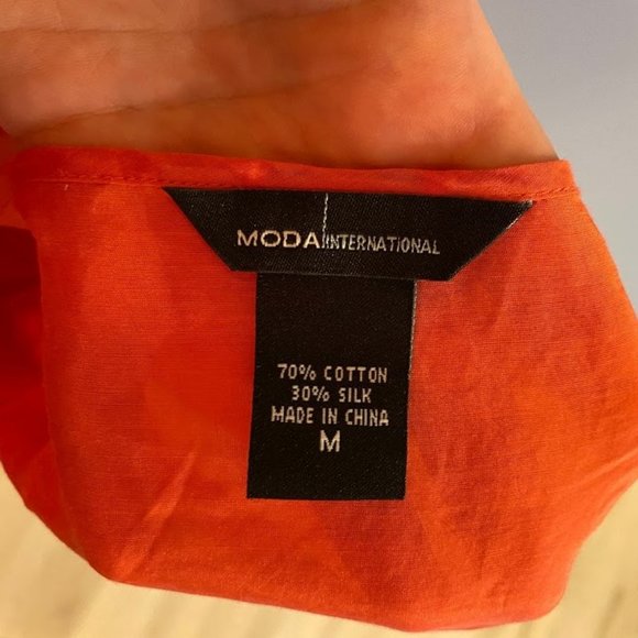 Moda International flowy 3/4 length sleeve coral top size Medium - Picture 5 of 5